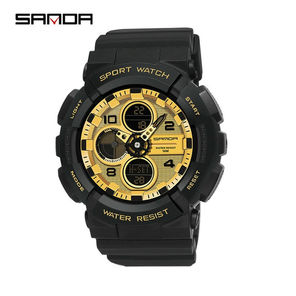 Dual Movement Electronic Resin Outdoor Leisure Sports Waterproof Round Dial Youth Watch
