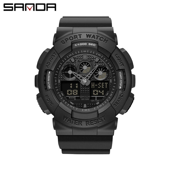 Dual Movement Electronic Resin Outdoor Leisure Sports Waterproof Round Dial Youth Watch