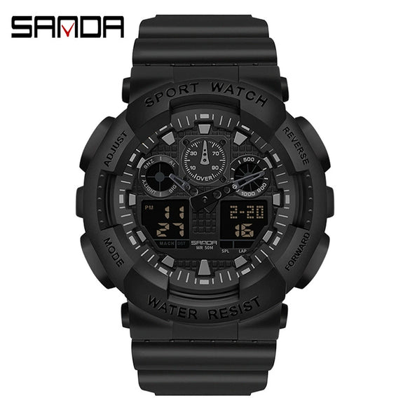 Dual Movement Electronic Resin Outdoor Leisure Sports Waterproof Round Dial Youth Watch