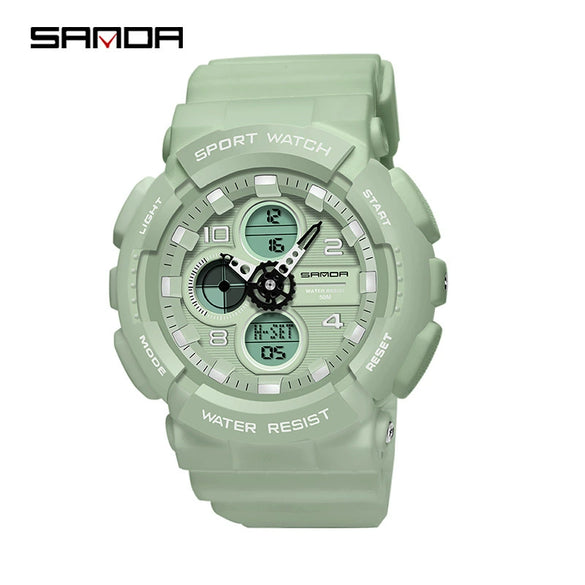 Dual Movement Electronic Resin Outdoor Leisure Sports Waterproof Round Dial Youth Watch
