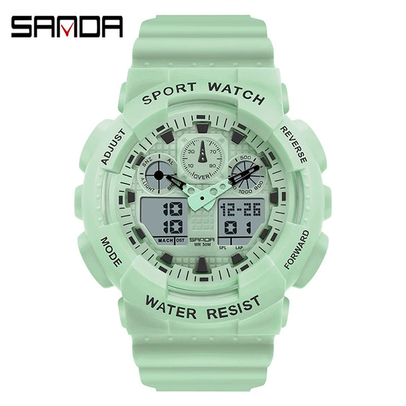 Dual Movement Electronic Resin Outdoor Leisure Sports Waterproof Round Dial Youth Watch