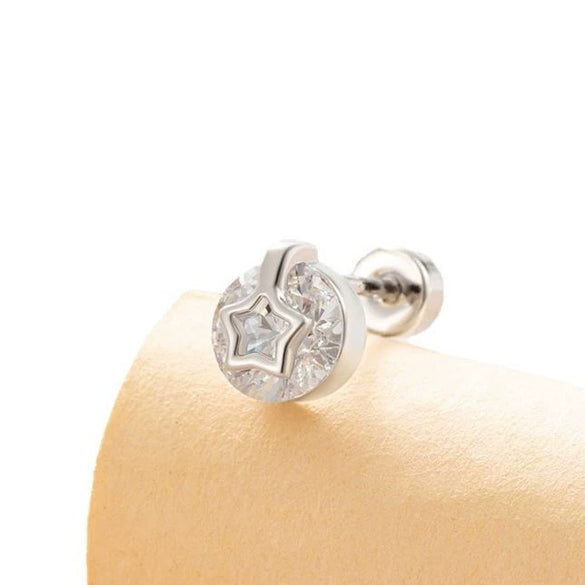 Ear Bone Nail Metal Geometric Hollow Star Inlaid With Zircon Fashion Style