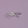 Ear Bone Stud And Chain Earrings Copper Inlaid White Blue Zircon Stainless Steel