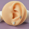 Ear Bone Stud And Chain Earrings Copper Inlaid White Blue Zircon Stainless Steel