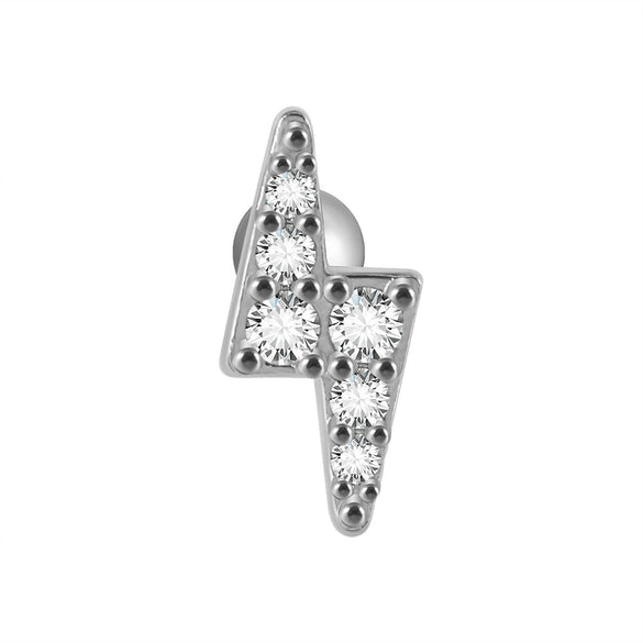 Ear Bone Stud And Chain Earrings Copper Inlaid White Blue Zircon Stainless Steel