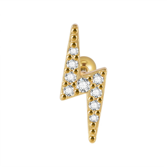 Ear Bone Stud And Chain Earrings Copper Inlaid White Blue Zircon Stainless Steel