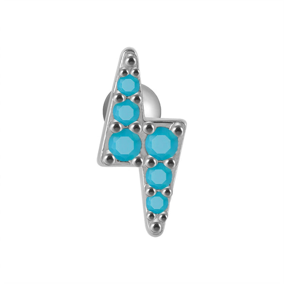Ear Bone Stud And Chain Earrings Copper Inlaid White Blue Zircon Stainless Steel