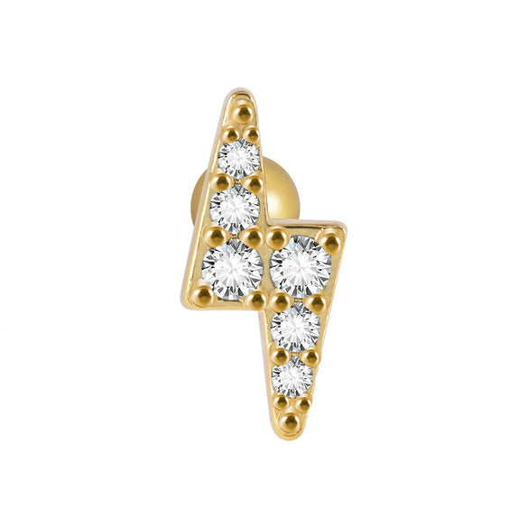 Ear Bone Stud And Chain Earrings Copper Inlaid White Blue Zircon Stainless Steel