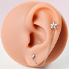 Ear Bone Stud Earrings Stainless Steel Copper Resin Flower Geometric Diamond Inlaid