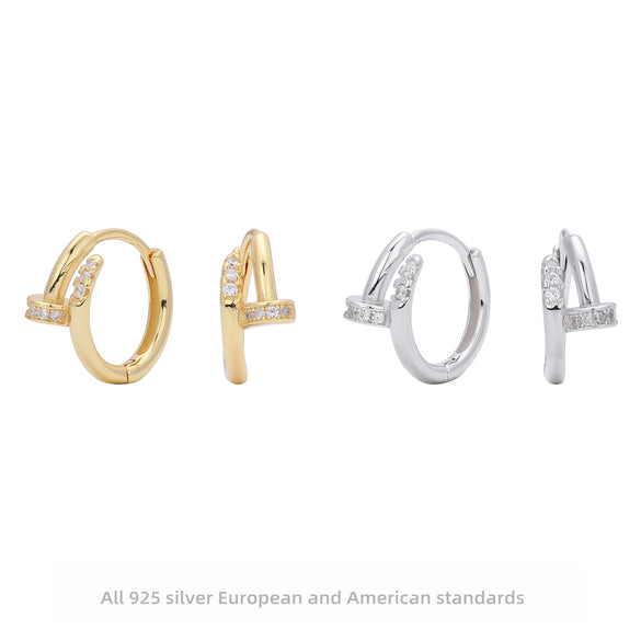 Ear Buckle Jewelry Women S925 Sterling Silver Geometric Electroplated