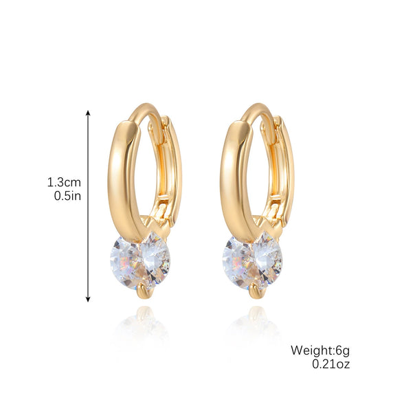 Ear Buckle Set Copper Inlaid Zircon Light Luxury Geometric Style Women's
