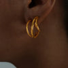 Ear Clip Earrings Titanium Steel Geometric Irregular Symmetrical Cshaped 18K Gold Plated Simple Exaggerated Design