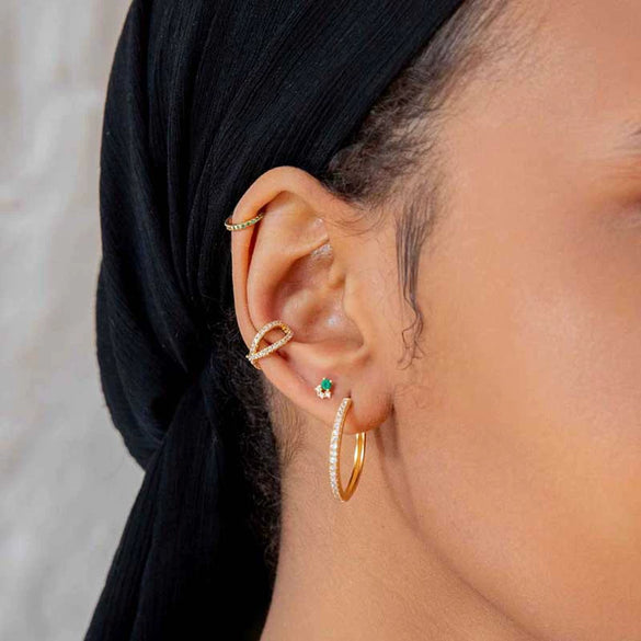 Ear Clip Earrings Zirconia Geometric Light Luxury Style
