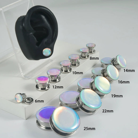 Ear Expansion Jewelry Stainless Steel Geometric Dripping Oil Natural Style Round