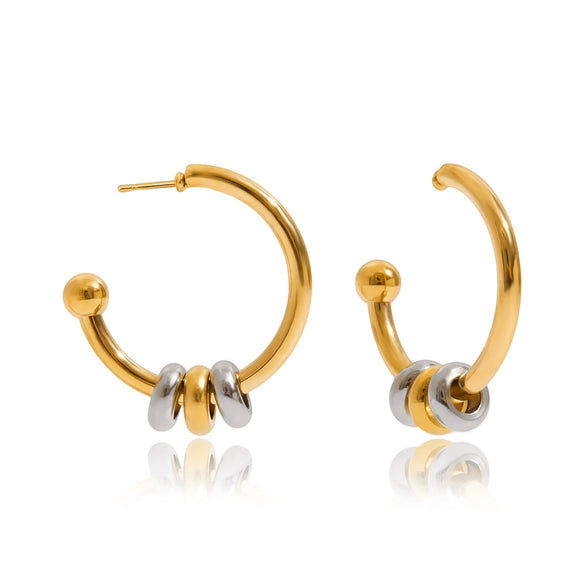 Ear Jewelry Stainless Steel Geometric Cshaped Gold And Silver Color Matching Electroplated For Women