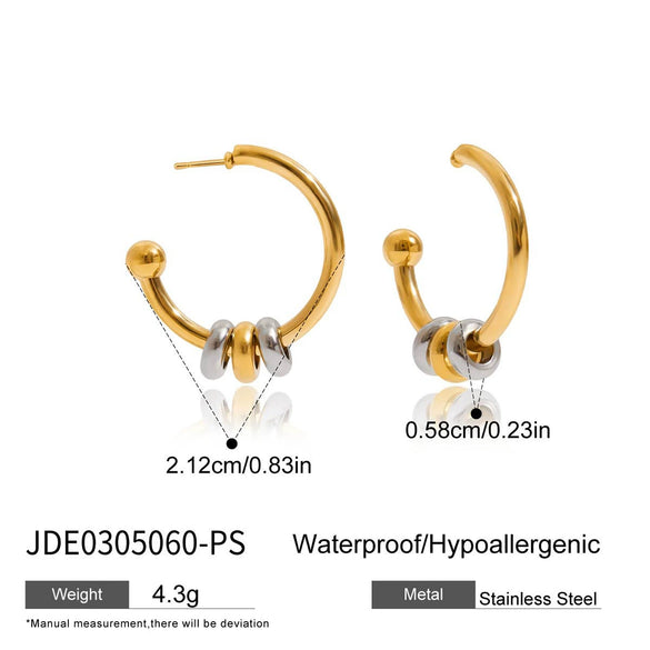Ear Jewelry Stainless Steel Geometric Cshaped Gold And Silver Color Matching Electroplated For Women