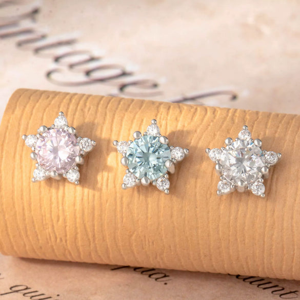 Ear Nail Titanium Steel Fivepointed Star Zircon For Young Girls