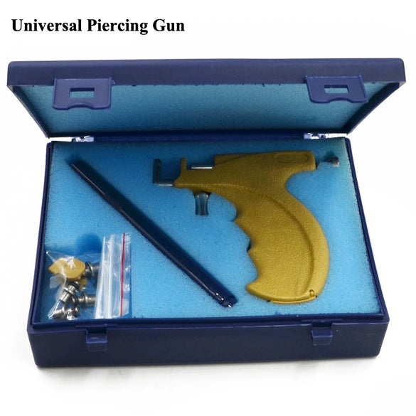 Ear Piercing Gun Set Simple Geometric Style 24K Real Gold Plated Suitable For Adults And Children
