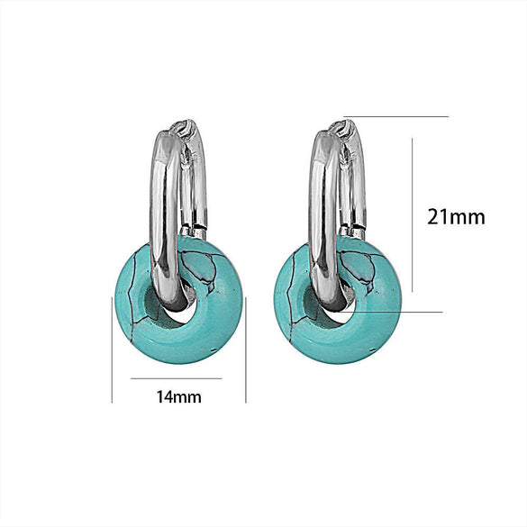 Ear Ring Agate Jade Ushape Stainless Steel Polishing Simple Antique Unisex