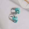 Ear Ring Agate Jade Ushape Stainless Steel Polishing Simple Antique Unisex