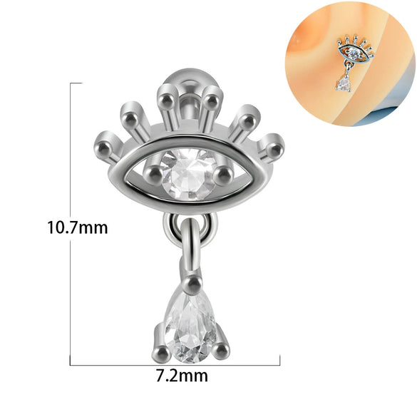 Earring Bat Wing Zircon Copper Inlaid Heart Shaped Stainless Steel Geometric Pattern