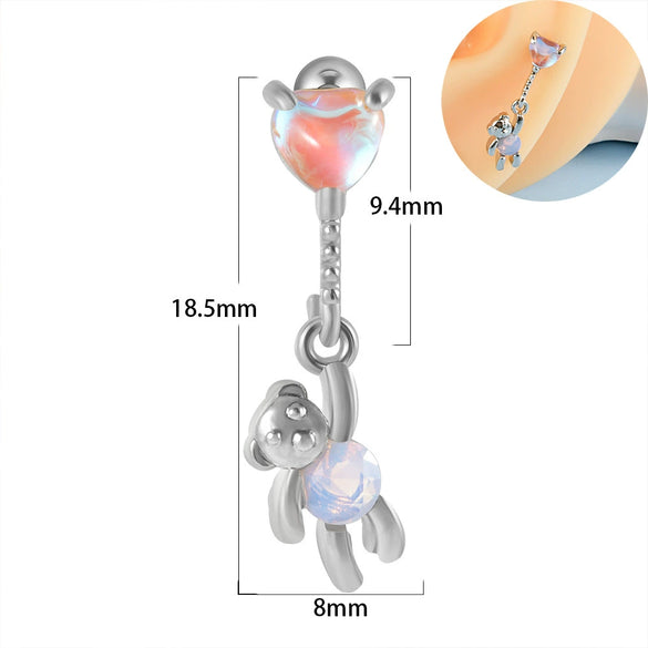 Earring Bat Wing Zircon Copper Inlaid Heart Shaped Stainless Steel Geometric Pattern