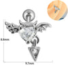 Earring Bat Wing Zircon Copper Inlaid Heart Shaped Stainless Steel Geometric Pattern