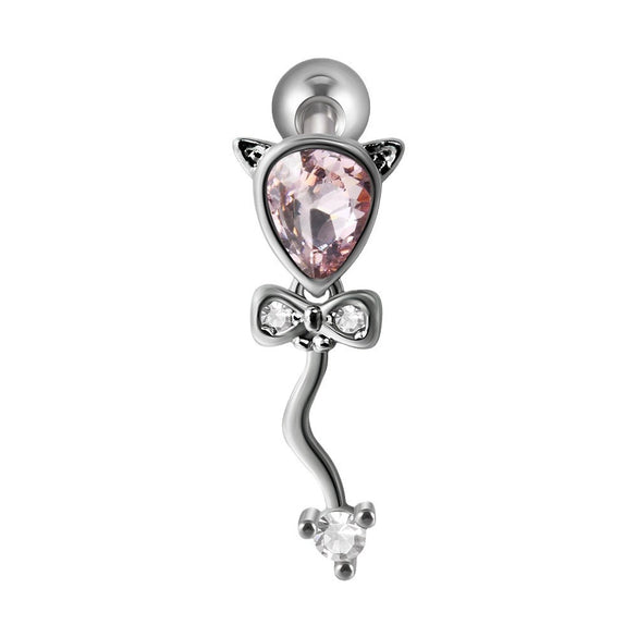 Earring Bat Wing Zircon Copper Inlaid Heart Shaped Stainless Steel Geometric Pattern