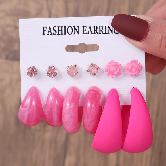 Earrings Acrylic Geometric Heart Shape Handmade For Women