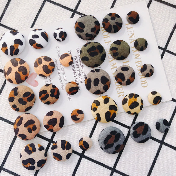 Earrings Alloy And Cloth Leopard Print Round Diy Jewelry Accessories