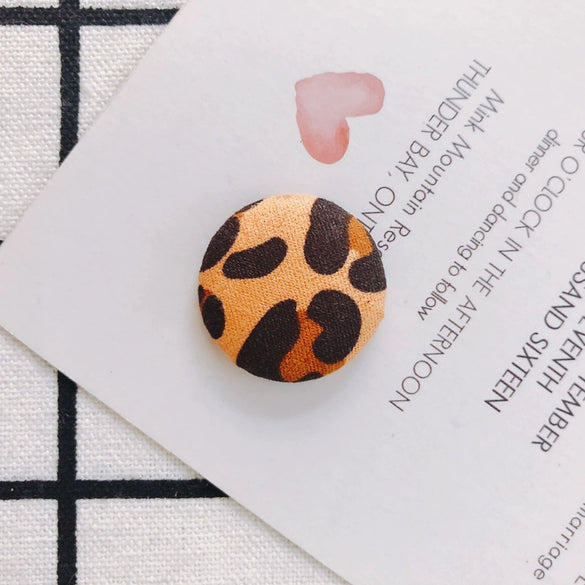 Earrings Alloy And Cloth Leopard Print Round Diy Jewelry Accessories