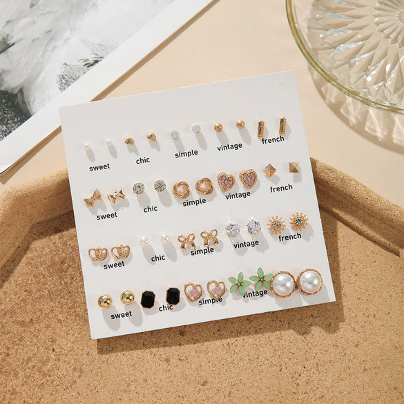 Earrings Alloy Imitation Pearl Diamond Geometric Simple Style For Women