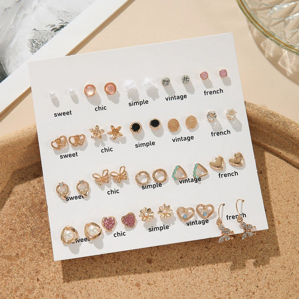 Earrings Alloy Imitation Pearl Diamond Geometric Simple Style For Women