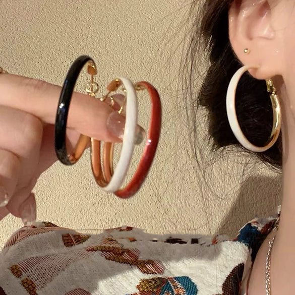 Earrings Alloy Retro Oil Dropping Geometric Style For Women