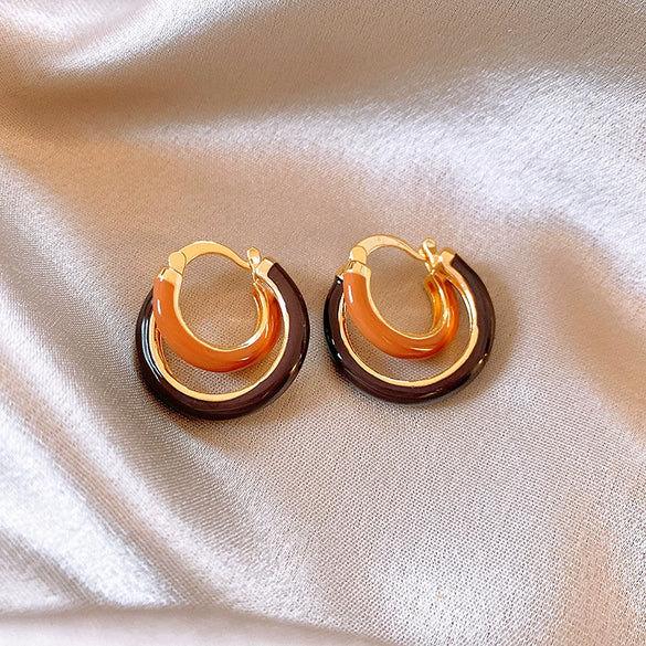 Earrings Alloy Retro Oil Dropping Geometric Style For Women