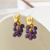 Earrings Amethyst Copper 925 Silver Needle Geometric Light Luxury Style