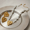 Earrings And Necklace Set Titanium Steel Stainless Steel Hammered Heart Water Drop Bell Pattern Electroplated For Women