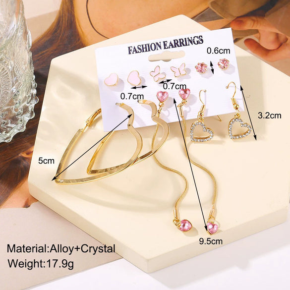 Earrings Artificial Crystal Sweet Love Butterfly Heart Animals Zodiac Electroplating