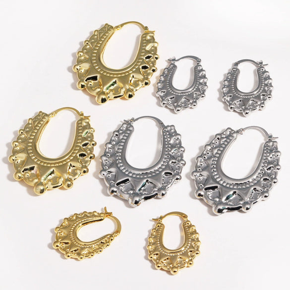 Earrings Brass Copper Plated Thick Gold Star Hollow Light Luxury Highend Women