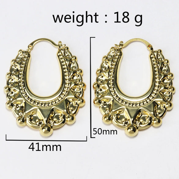 Earrings Brass Copper Plated Thick Gold Star Hollow Light Luxury Highend Women