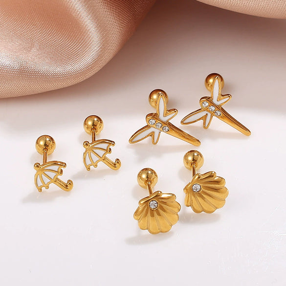 Earrings Butterfly Niche 316L Stainless Steel 18K Goldplated Electroplated Jewelry For Women