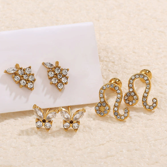 Earrings Butterfly Niche 316L Stainless Steel 18K Goldplated Electroplated Jewelry For Women