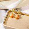 Earrings Chalcedony Stainless Steel Geometric Style