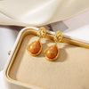 Earrings Chalcedony Stainless Steel Geometric Style