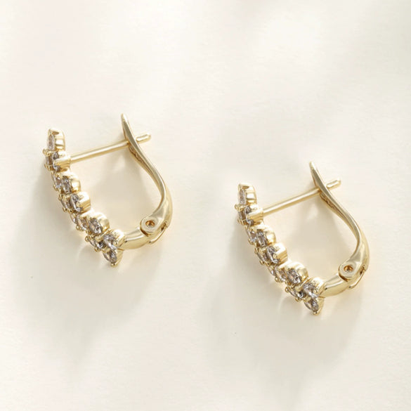 Earrings Copper Alloy Gold Plated Inlaid Zircon Flower Design