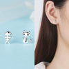 Earrings Copper Animal Kitten Fish Creative Asymmetric Jewelry For Women
