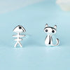 Earrings Copper Animal Kitten Fish Creative Asymmetric Jewelry For Women