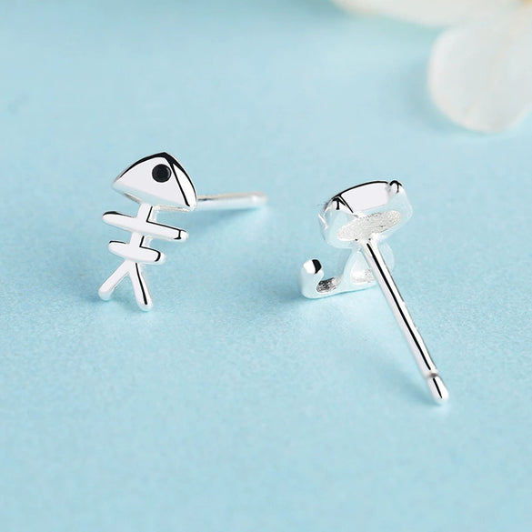 Earrings Copper Animal Kitten Fish Creative Asymmetric Jewelry For Women