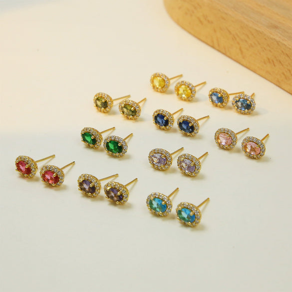 Earrings Copper Birthstone Electroplating