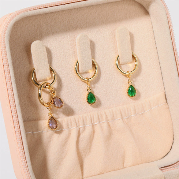 Earrings Copper Drop Shaped Simple Diamond Processed For Women